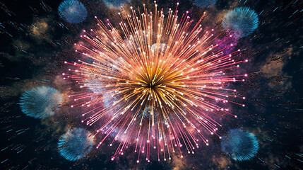Fototapeta premium Fireworks in the night sky generative ai