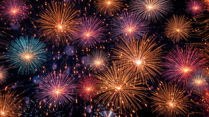 Fototapeta premium Fireworks in the night sky generative ai