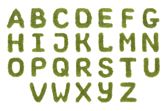 Green font alphabet A-Z letters image in PNG isolated on transparent background