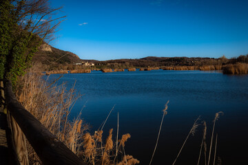 Panoramic view of beautiful lake in Italia