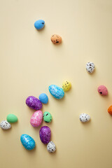 Easter decoration small eggs holiday background