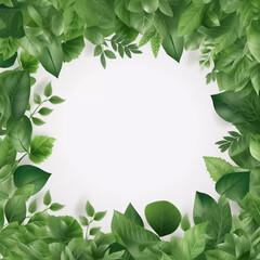 Nature-inspired Green Leaf Frame: White Background with Intricate Leaf Illustration Border, Perfect for Creative Design Projects Created by Generative AI