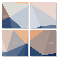 set of squares with elegant modern blue and orange geometric background with triangles shape