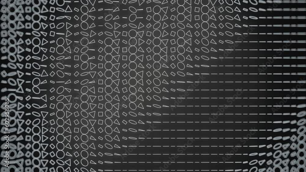 Fototapete Wavy symmetrical pattern of flat figures. 3d rendering loop animation 4K