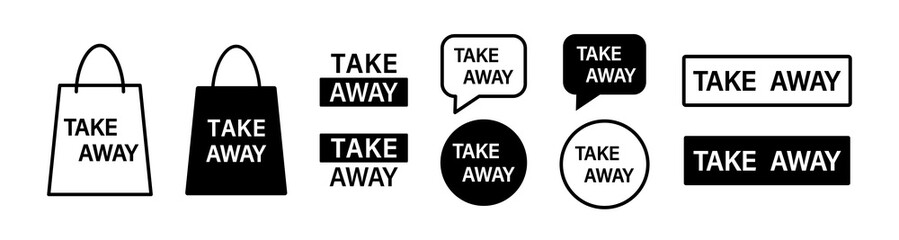 Take away icon. Take out advertising product sign