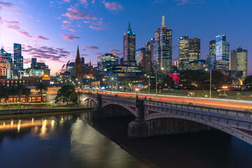 Fototapeta na wymiar Melbourne Southbank Night Cityscape