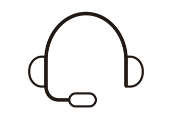 Icono negro de auriculares con micrófono. 