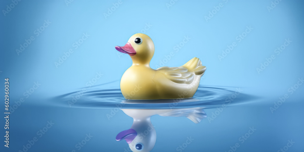 Aufkleber an unique rubber duck concept on a blue background was created by a generative ai - generative ai.