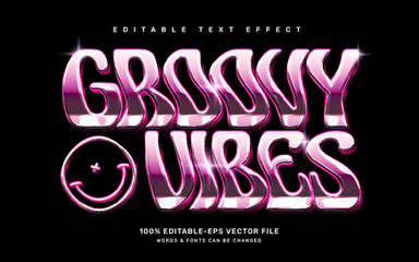 Groovy chrome editable text effect template, good vibes quote