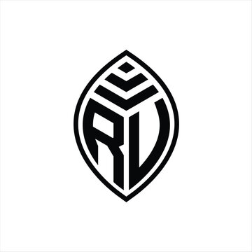 recommend clip art: RU Logo monogram leaf shape isolated outline design template