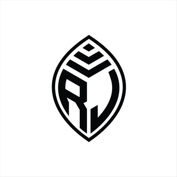 recommend clip art: RJ Logo monogram leaf shape isolated outline design template