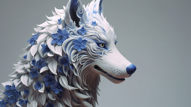 3d render illustration of a wolf