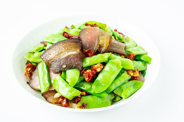 Hunan home-cooked peas fried bacon