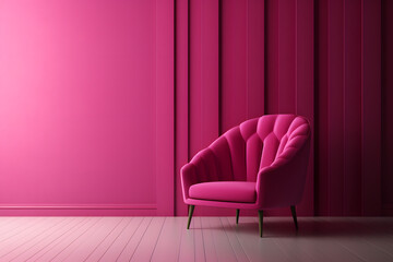 Viva Magenta: Captivating Minimalist Scene of a Chair and Wall