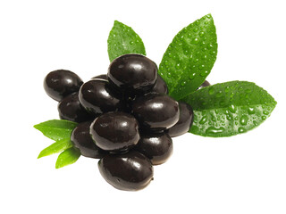 Black olives isolated on white background