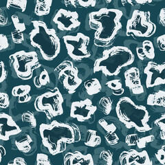 Vector Leopard Seamless Pattern. Spotted Blue background. Animal skin print. Grunge brush strokes Spots