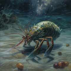 shrimp in the water, illustration, Generative AI