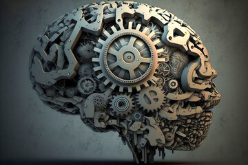 Fototapeta na wymiar Brain made by gears. Logic concept. Generative AI