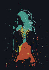 Obraz na płótnie Canvas amazing vector illustration of female body silhouette and background
