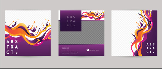 abstract colorful creative paint ink liquid wave background layout template for fashion party advertising or social media post. vector graphic illustration