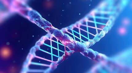 3D illustration DNA structure in blue background.Generative Ai