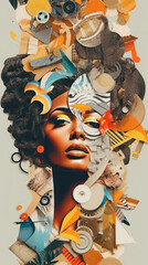 Abstract Collage. Dive into a digital wonderland where myriad faces and textures blend with surreal elements, weaving a mesmerizing collage of dream and reality. Generative AI