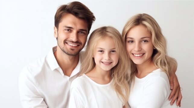 Portrait of a happy smiling family. Generative AI