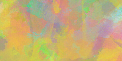 Abstract multicolored brush painted watercolor background with watercolor stains, painted colorful Rainbow watercolor background, Bright multicolor background with pink and blue and yellow colors.	