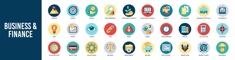 Business icons vector set illustration