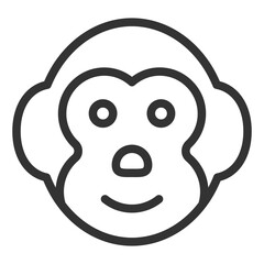 Monkey  - icon, illustration on white background, outline style
