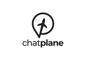 airplane chat logo design vector icon illustration