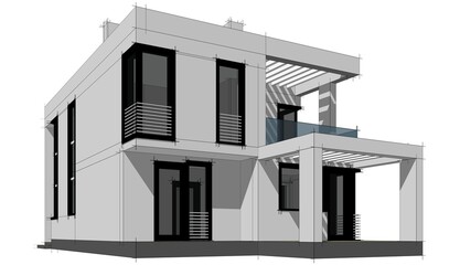 3d render of a modern building