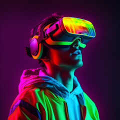 Young man wearing a VR headset