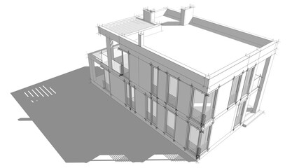 Modern house architecture building 3d rendering
