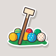 Croquet Game Equipment. Croquet club match vector label or sticker. cartoon vector illustration, isolated background