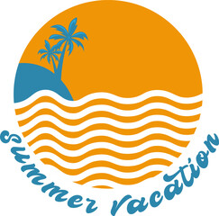 Fototapeta na wymiar summer, beach, sun and palm tree logo