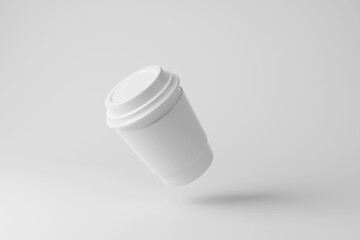 Paper coffee cup on white background. Illustration as a minimal design element for web design templates and product mock ups