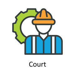 Court vector Fill outline Icon Design illustration. Time Management Symbol on White background EPS 10 File