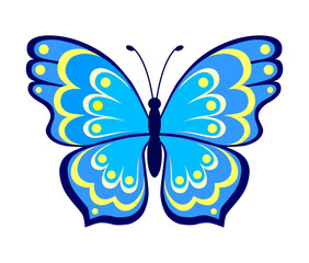 Butterfly. Color vector illustration in flat style. Isolated on white background.	