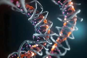 close up view of a DNA molecular structure, ai tools generated image