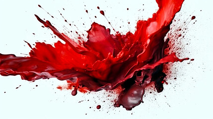 Watercolor paint splash. Red color. Ai illustration, generative ai, artificial intelligence artwork