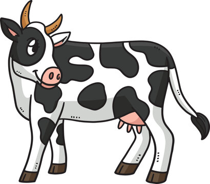 Mother Cow Cartoon Colored Clipart Illustration