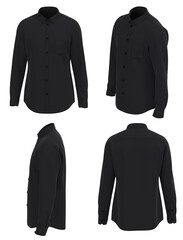 Men Shirt with long sleeves. Button down shirt. Black Shirt   