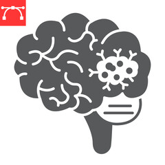 Brain cancer glyph icon