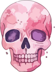 Fototapeta premium Red watercolor skull with stroke