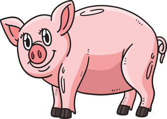 Mother Pig Cartoon Colored Clipart Illustration