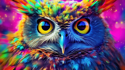 Psychedelic owl art illustration