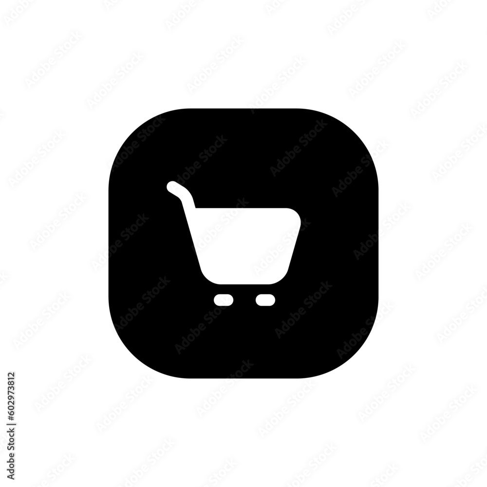 Poster trolley icon vector. shopping cart symbol isolated on a square background