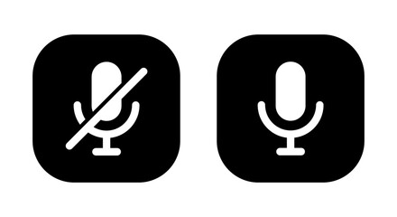Mute microphone icon vector. Off mic symbol isolated on square background - obrazy, fototapety, plakaty
