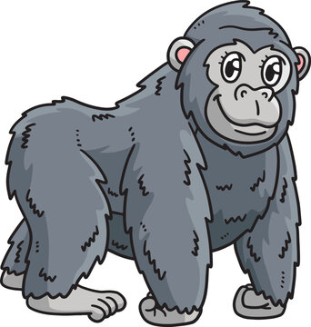 Mother Gorilla Cartoon Colored Clipart 